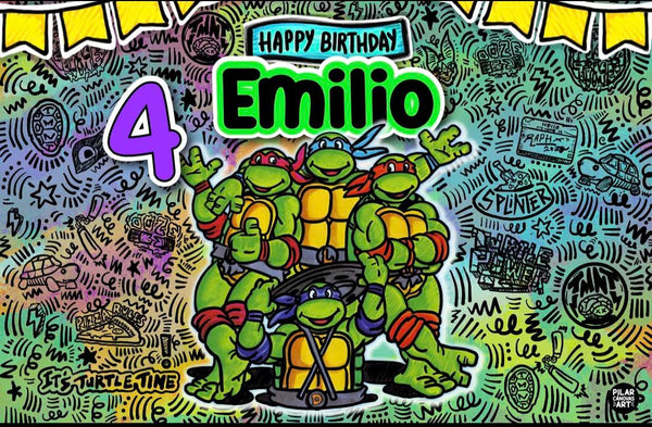 Personalized Party Banner Teenage Mutant Ninja Turtles 3