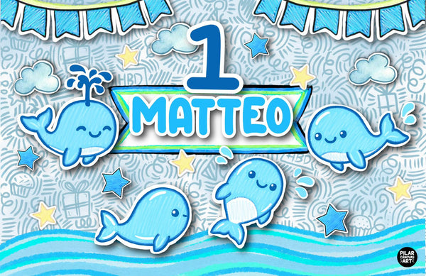 Personalized Party Banner Whale