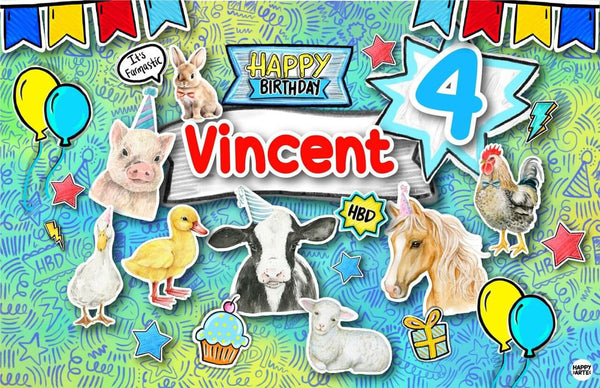 Personalized Party Banner Real Farm Animals