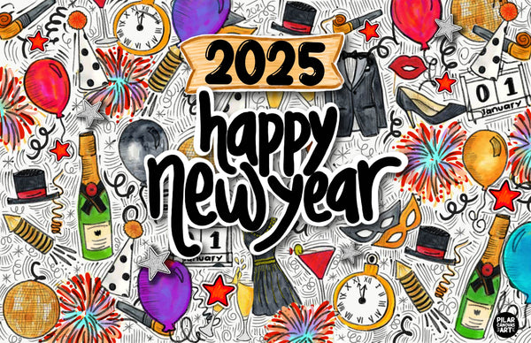 Personalized Party Banner Happy New Year Clock