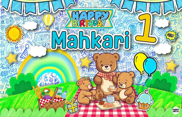 Personalized Party Banner Picnic Bear