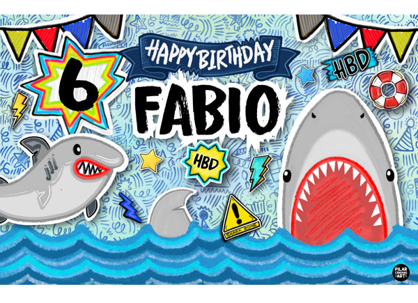 Personalized Party Banner Shark Attack 2