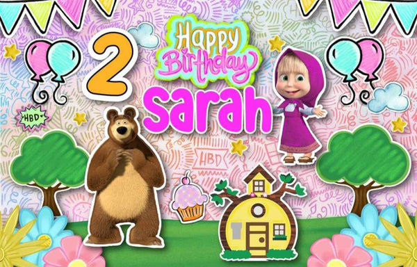 Personalized Party Banner Masha and The Bear 3