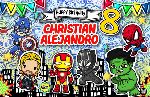 Personalized Party Banner Avengers Kids