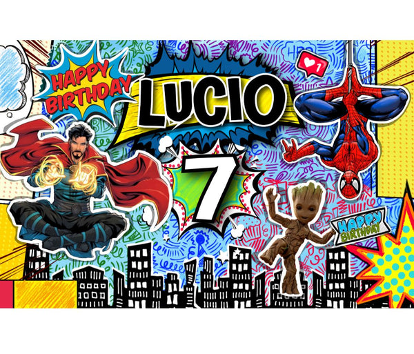 Personalized Party Banner Comic Marvel Super Heroes