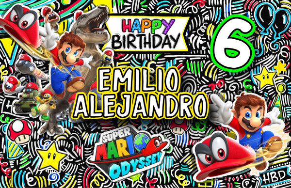 Personalized Party Banner Mario Bros Odyssey