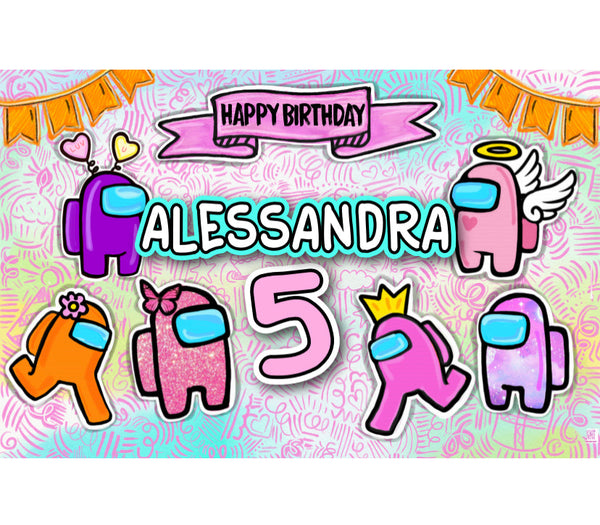 Personalized Party Banner Among Us Girl