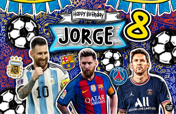 Personalized Party Banner Soccer Messi Teams