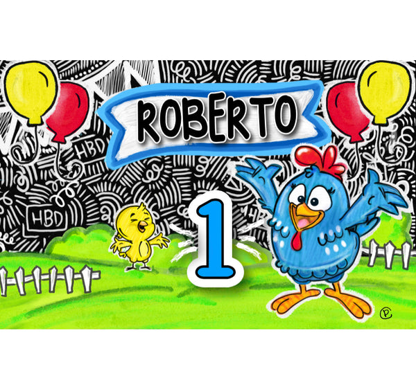 Personalized Party Banner Lottie Dottie Chicken 1