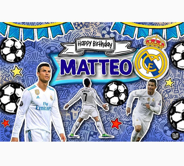 Personalized Party Banner Soccer Cristiano Real Madrid