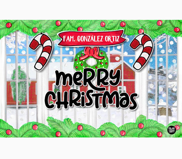 Personalized Party Banner Christmas Snow