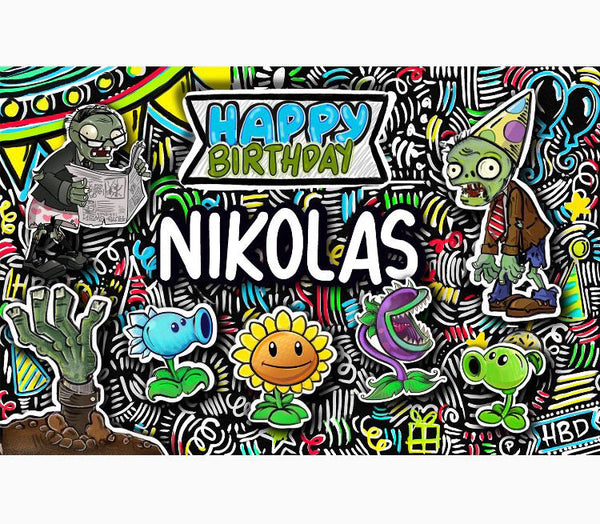 Personalized Party Banner Plants and Zombies 2