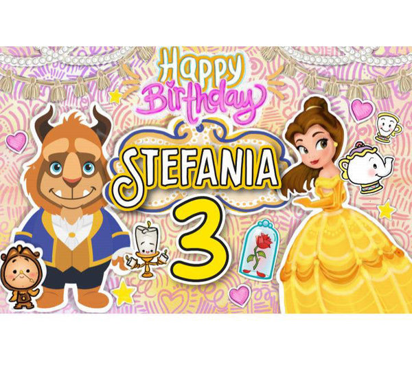 Personalized Party Banner Beauty and The Beast 2