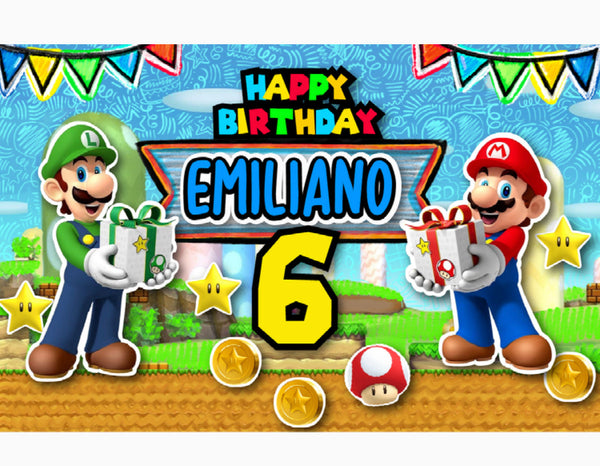 Personalized Party Banner Mario Bros 4