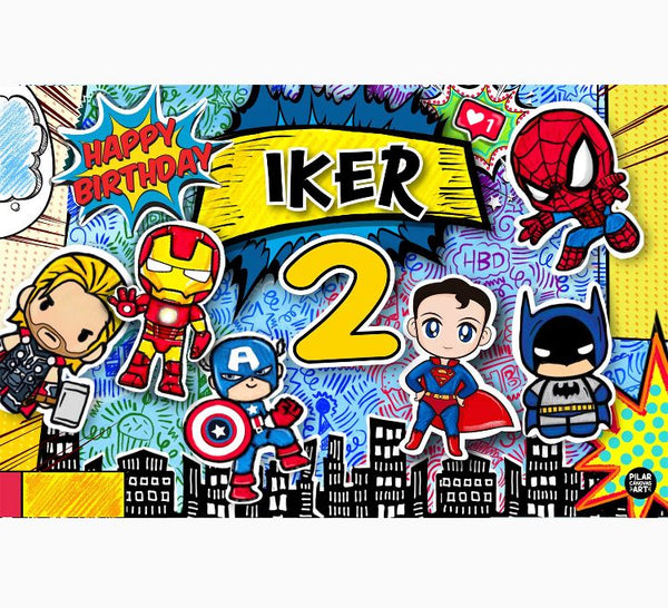 Personalized Party Banner Super Heroes Comic