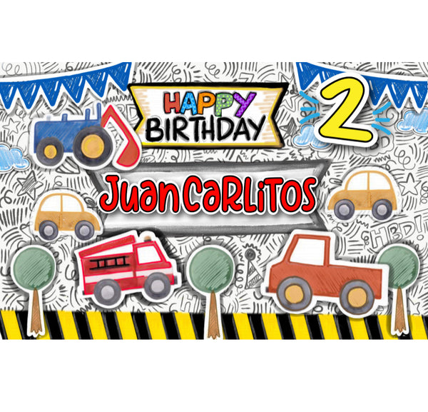 Personalized Party Banner Little Cars