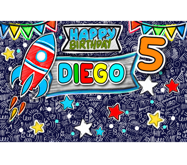 Personalized Party Banner Space Rocket