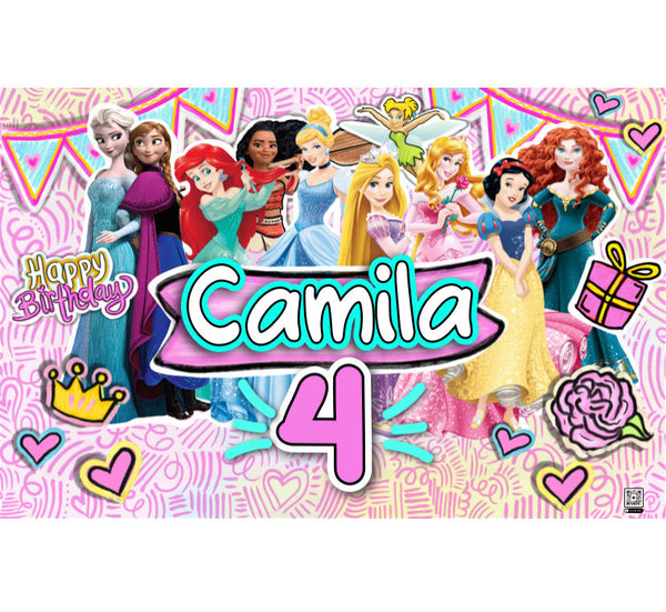 Personalized Party Banner Princess Line 1