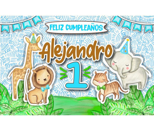 Personalized Party Banner Animals Cute