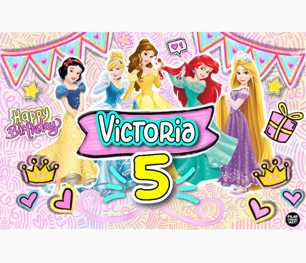 Personalized Party Banner Princess Line 3