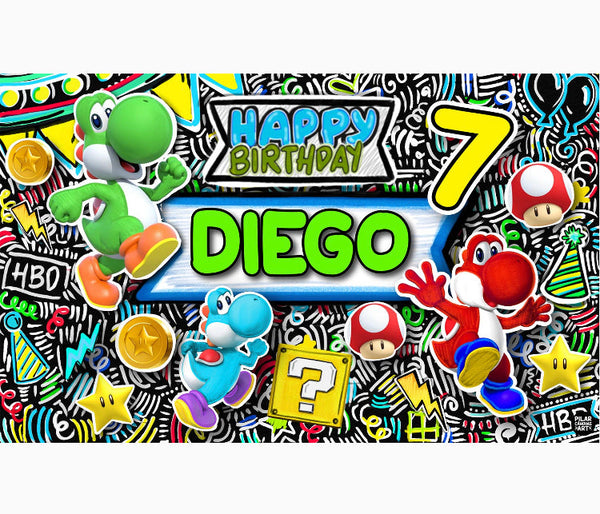 Personalized Party Banner Mario Bros Yoshi