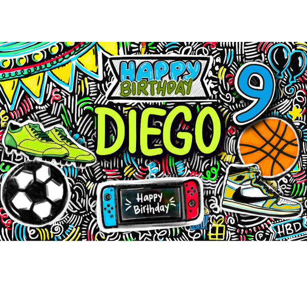 Personalized Party Banner Soccer and Basketball