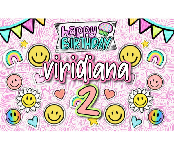 Personalized Party Banner Happy Face 1