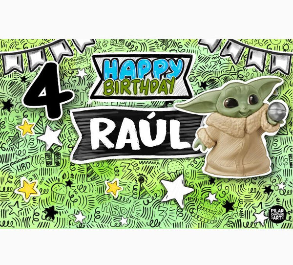 Personalized Party Banner Baby Yoda Grogu