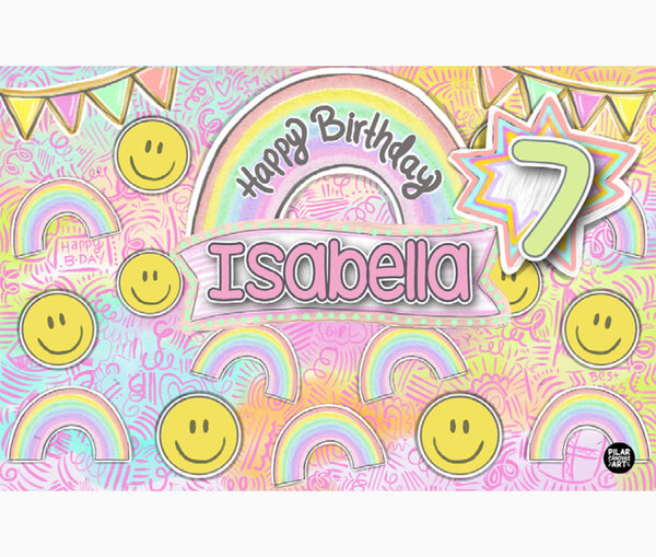 Personalized Party Banner Happy Face Rainbow