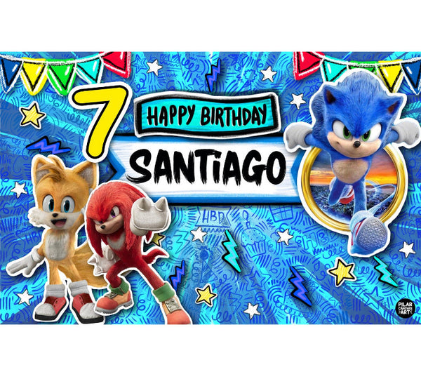 Personalized Party Banner Sonic The Movie 3