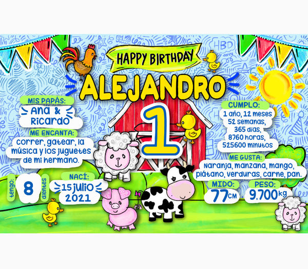 Personalized Party Banner First Year Farm Animals