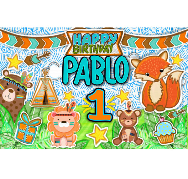 Personalized Party Banner Animals Tribe