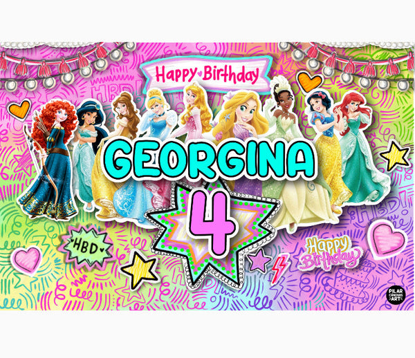 Personalized Party Banner Princess Line 2