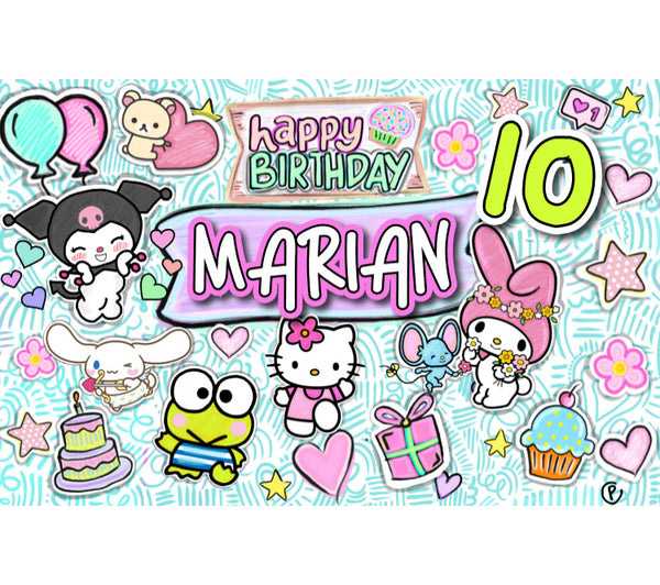 Personalized Party Banner Kitty and Friends