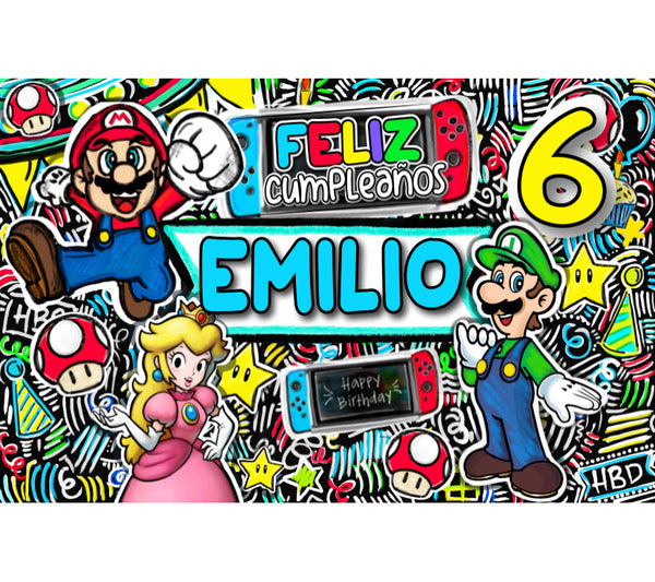 Personalized Party Banner Mario Bros 2