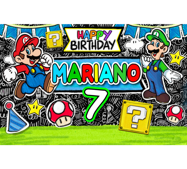 Personalized Party Banner Mario Bros 1