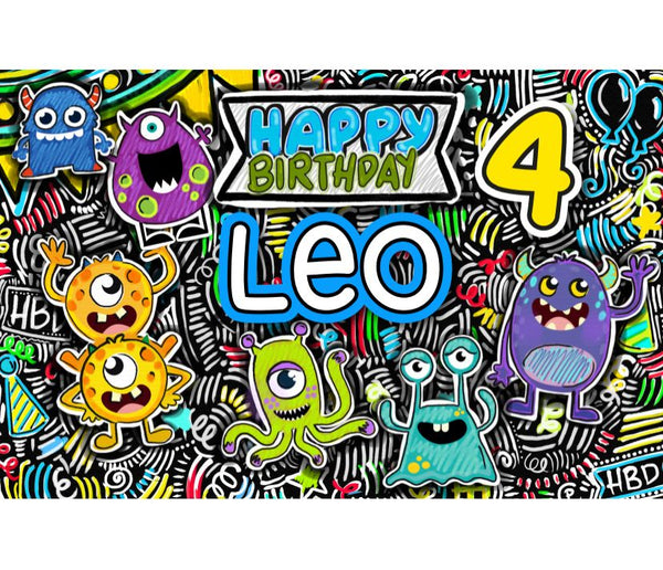 Personalized Party Banner Monsters