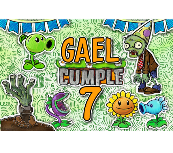 Personalized Party Banner Plants and Zombies 1