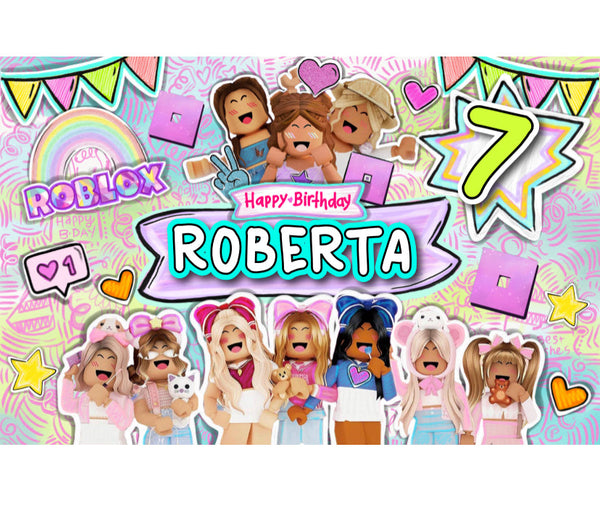 Personalized Party Banner Roblox Girl 1